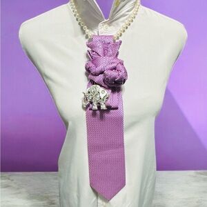 Elegant Purple/Blue Necktie with Elephant Pendant